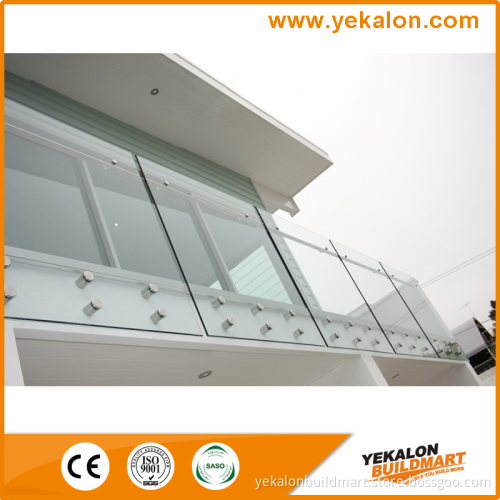 2016 Top Grade Fashionable Ponit Fixed Stainless Steel Glass Railing with Handrail for Balcony and Porch